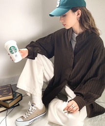 classicalelf | 春気分はシャツから取り入れて。ストライプ柄バンドカラーシャツ(シャツ/ブラウス)
