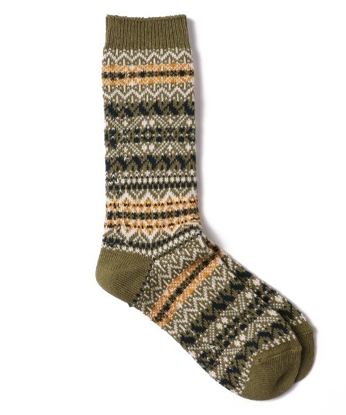 ANONYMOUSISM(アノニマスイズム)の「【ANONYMOUSISM】OLDパターン JQクルー / アノニマスイズム レトロパターン柄 クルーソックス(ソックス/靴下・メンズ・オートミール/オリーブ/マスタード/ネイビー/レッド・25cm~27cm/23cm~25cm)」の3枚目の写真