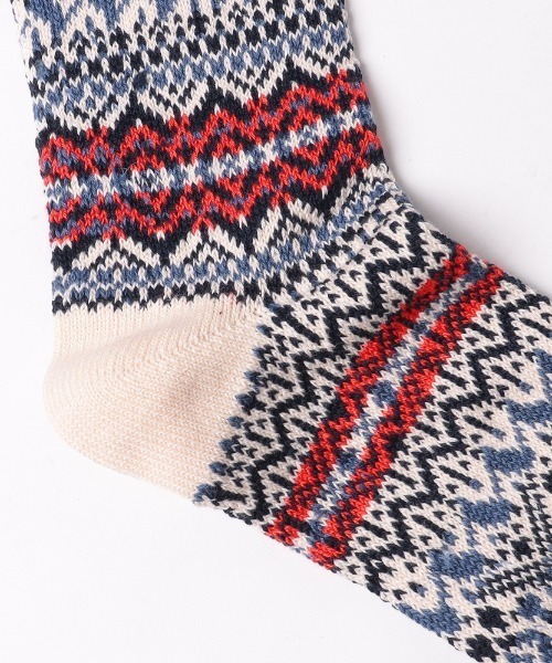 ANONYMOUSISM(アノニマスイズム)の「【ANONYMOUSISM】OLDパターン JQクルー / アノニマスイズム レトロパターン柄 クルーソックス(ソックス/靴下・メンズ・オートミール/オリーブ/マスタード/ネイビー/レッド・25cm~27cm/23cm~25cm)」の8枚目の写真