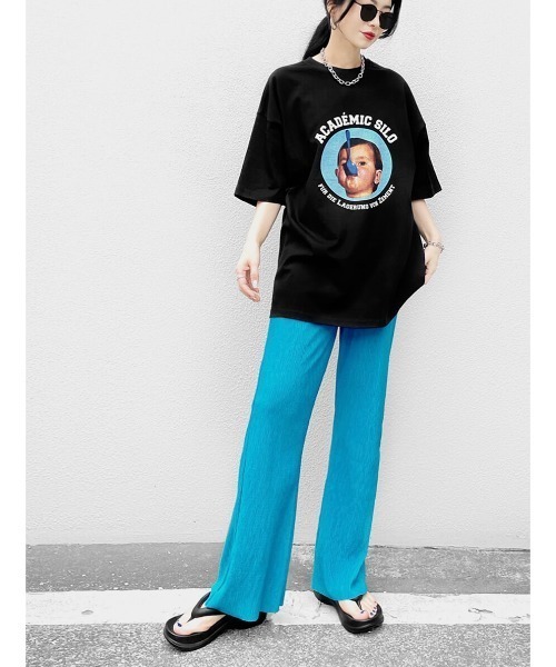 LVEU.(ラブユ.)の「Baby print over T-shirt / ベビープリントオーバーTシャツ(Ai select)(Tシャツ/カットソー・レディース・ホワイト/ブラック・FREE)」の4枚目の写真