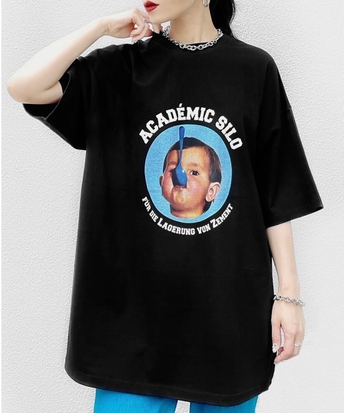 LVEU.(ラブユ.)の「Baby print over T-shirt / ベビープリントオーバーTシャツ(Ai select)(Tシャツ/カットソー・レディース・ホワイト/ブラック・FREE)」の6枚目の写真