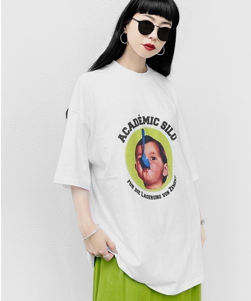 LVEU.(ラブユ.)の「Baby print over T-shirt / ベビープリントオーバーTシャツ(Ai select)(Tシャツ/カットソー・レディース・ホワイト/ブラック・FREE)」の12枚目の写真