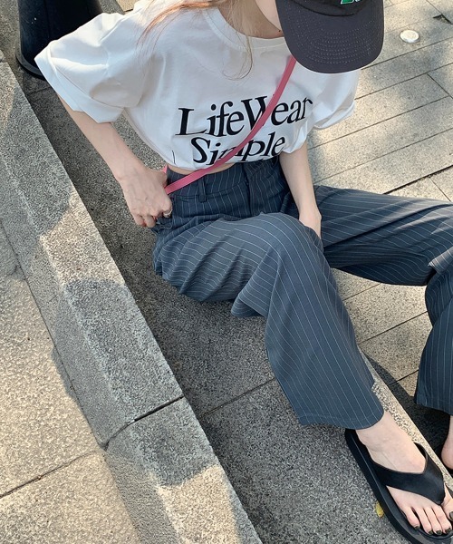 by muni:r(バイ ムニール)の「ストライプワイドピンタックスラックス(スラックス・レディース・ダークグレー・SMALL/MEDIUM)」の11枚目の写真