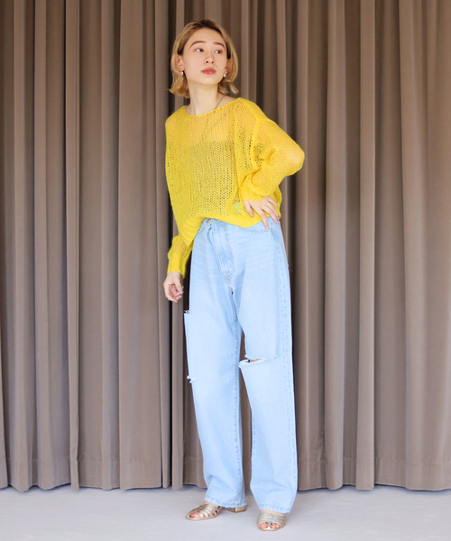 SLOBE citron.（スローブシトロン）の「SLOBE citron.カラーモヘヤ混シアーニット（ニット/セーター・レディース・ホワイト/サックスブルー/ピンク/イエロー/グリーン系その他・FREE）」の20枚目の写真