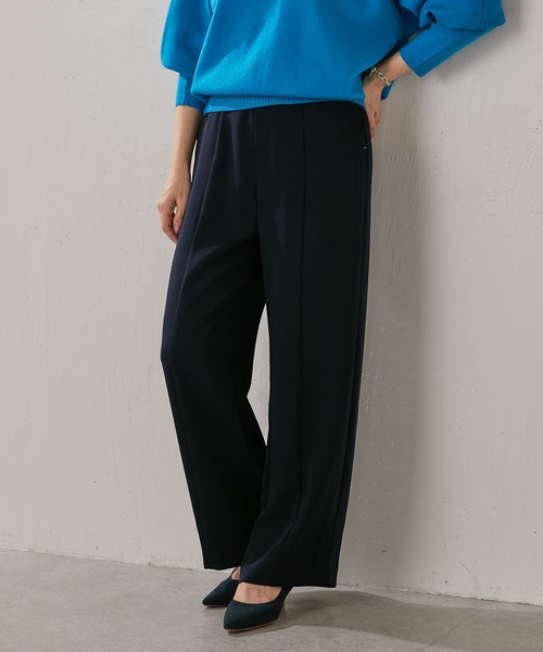 COLLAGE GALLARDAGALANTE（コラージュガリャルダガランテ）の「すっきり華奢見え/落ち感が良い/ダブルジョーゼットワイドパンツ/手洗い可（スラックス・レディース・ホワイト/ネイビー/イエロー・0/1）」の2枚目の写真