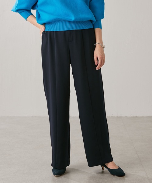 COLLAGE GALLARDAGALANTE（コラージュガリャルダガランテ）の「すっきり華奢見え/落ち感が良い/ダブルジョーゼットワイドパンツ/手洗い可（スラックス・レディース・ホワイト/ネイビー/イエロー・0/1）」の11枚目の写真