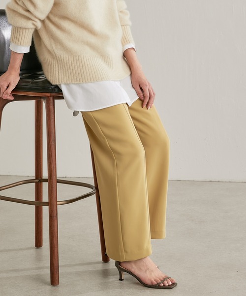 COLLAGE GALLARDAGALANTE（コラージュガリャルダガランテ）の「すっきり華奢見え/落ち感が良い/ダブルジョーゼットワイドパンツ/手洗い可（スラックス・レディース・ホワイト/ネイビー/イエロー・0/1）」の6枚目の写真