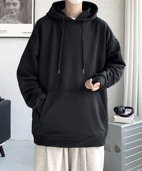 EFFECTION(エフェクション)の「【FVLMEN】basic sweat pullover hoodie/ベーシック スウェット プルオーバー フーディー(パーカー・メンズ・ブラック/グレー/チャコールグレー/ネイビー/パープル/ホワイト・MEDIUM/LARGE/X-LARGE)」の3枚目の写真