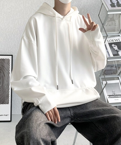 EFFECTION(エフェクション)の「【FVLMEN】basic sweat pullover hoodie/ベーシック スウェット プルオーバー フーディー(パーカー・メンズ・ブラック/グレー/チャコールグレー/ネイビー/パープル/ホワイト・MEDIUM/LARGE/X-LARGE)」の7枚目の写真