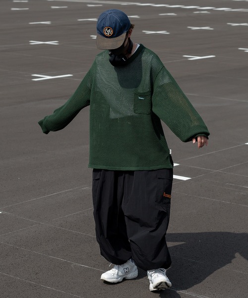 Perushu(ペルーシュ)の「ルーズメッシュニットプルオーバー(ニット/セーター・メンズ・ブラック/カーキ/オレンジ系その他・MEDIUM/LARGE)」の17枚目の写真