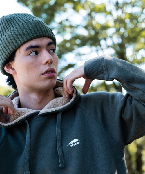 OUTDOOR PRODUCTS（アウトドアプロダクツ）の「【OUTDOOR PRODUCTS/アウトドアプロダクツ】身頃ボア　ワンポイントブランドロゴ　プルオーバーパーカー（パーカー・メンズ・ライトブラウン/オリーブ/ブラック/杢グレー/ワイン/アイボリー/ネイビー/ライトグリーン/ベージュ・LARGE/MEDIUM/X-LARGE）」の14枚目の写真