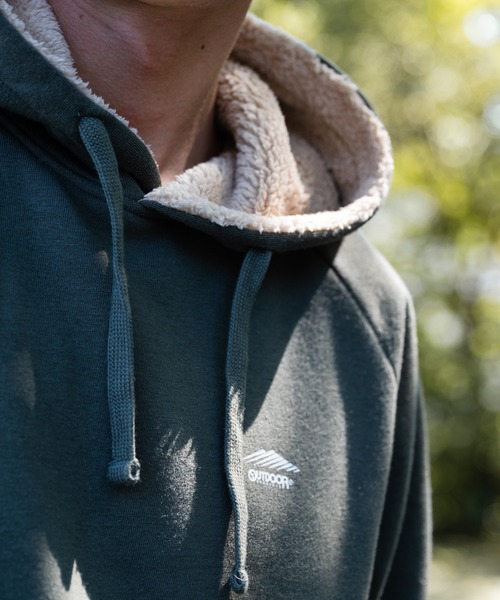 OUTDOOR PRODUCTS（アウトドアプロダクツ）の「【OUTDOOR PRODUCTS/アウトドアプロダクツ】身頃ボア　ワンポイントブランドロゴ　プルオーバーパーカー（パーカー・メンズ・ライトブラウン/オリーブ/ブラック/杢グレー/ワイン/アイボリー/ネイビー/ライトグリーン/ベージュ・LARGE/MEDIUM/X-LARGE）」の18枚目の写真