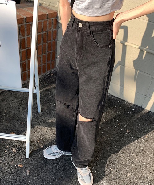 urge:(アージコロン )の「【URGE:】ハイウエスト ダメージ デニムパンツ(デニムパンツ・レディース・ブラック・SMALL/MEDIUM/LARGE/X-LARGE)」の3枚目の写真