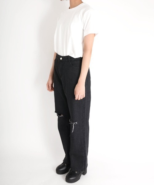 urge:(アージコロン )の「【URGE:】ハイウエスト ダメージ デニムパンツ(デニムパンツ・レディース・ブラック・SMALL/MEDIUM/LARGE/X-LARGE)」の10枚目の写真