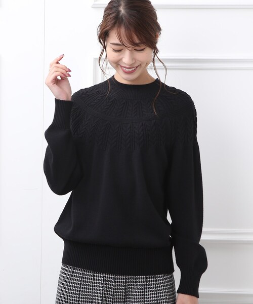 DRESKIP（ドレスキップ）の「◆【洗える/セットアップ可】優しさあふれる　もちもち求心編みニット（ニット/セーター・レディース・ブルー/ブラック/オレンジ/サンドベージュ/グリーン/ピンク系・02/03/04）」の14枚目の写真