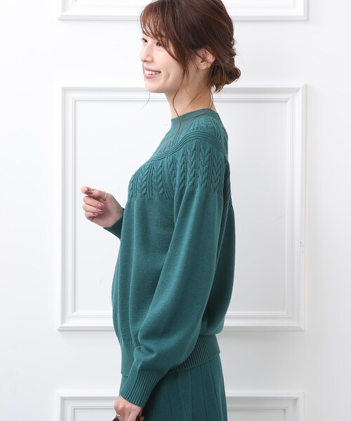 DRESKIP（ドレスキップ）の「◆【洗える/セットアップ可】優しさあふれる　もちもち求心編みニット（ニット/セーター・レディース・ブルー/ブラック/オレンジ/サンドベージュ/グリーン/ピンク系・02/03/04）」の22枚目の写真