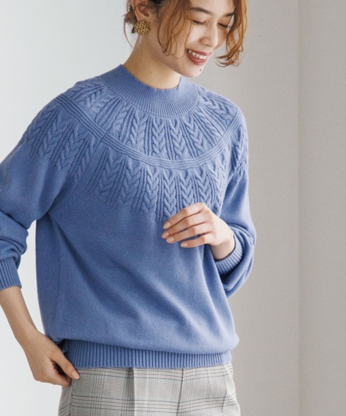 DRESKIP（ドレスキップ）の「◆【洗える/セットアップ可】優しさあふれる　もちもち求心編みニット（ニット/セーター・レディース・ブルー/ブラック/オレンジ/サンドベージュ/グリーン/ピンク系・02/03/04）」の4枚目の写真