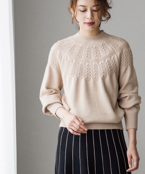 DRESKIP（ドレスキップ）の「◆【洗える/セットアップ可】優しさあふれる　もちもち求心編みニット（ニット/セーター・レディース・ブルー/ブラック/オレンジ/サンドベージュ/グリーン/ピンク系・02/03/04）」の3枚目の写真