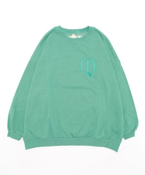 Q（キュー）の「Q刺繍トレーナー（スウェット・レディース・グリーン/ベージュ/ブラック・MEDIUM）」の8枚目の写真