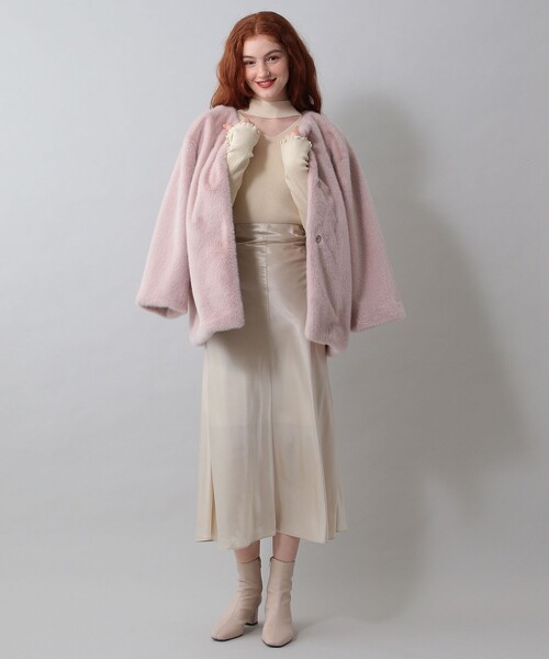 deicyエコファーノーカラーコートピンク DEICY（デイシー）の「エコファーノーカラーコート（その他