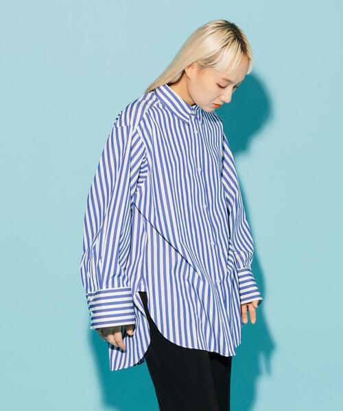 CITEN（シテン）の「＜CITEN＞オーバーサイズドシャツ ストライプ（シャツ/ブラウス・レディース・ロイヤルブルー/パープル・FREE）」の8枚目の写真
