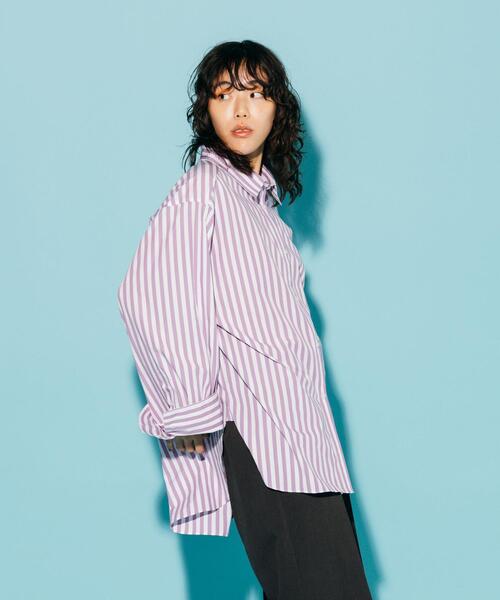CITEN（シテン）の「＜CITEN＞オーバーサイズドシャツ ストライプ（シャツ/ブラウス・レディース・ロイヤルブルー/パープル・FREE）」の15枚目の写真