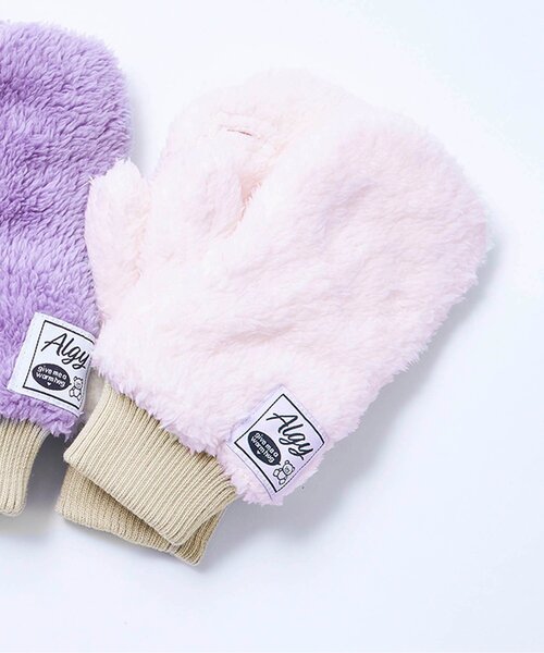 algy（アルジー）の「【あったか素材】スマホ対応ボアミトン（手袋・キッズ・チャコール/ラベンダー/アイボリー・FREE）」の2枚目の写真