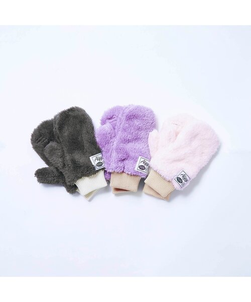 algy（アルジー）の「【あったか素材】スマホ対応ボアミトン（手袋・キッズ・チャコール/ラベンダー/アイボリー・FREE）」の4枚目の写真