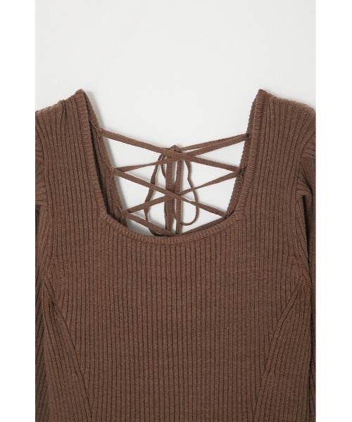 MOUSSY（マウジー）の「BACK LACE UP KNIT ドレス（ワンピース）」 - WEAR