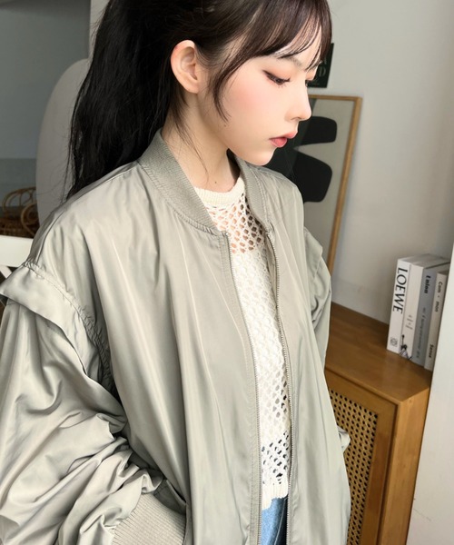 moment+(モーメントプラス)の「中綿入りオーバーサイズMA-1(MA-1・レディース・アイボリー/ブラック/カーキ・M/L)」の14枚目の写真