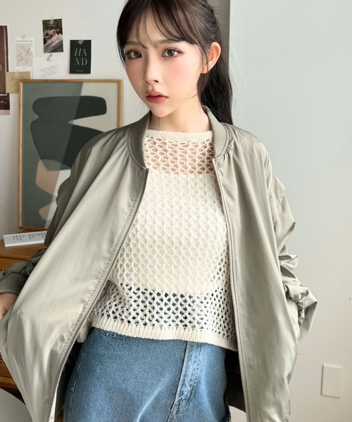 moment+(モーメントプラス)の「中綿入りオーバーサイズMA-1(MA-1・レディース・アイボリー/ブラック/カーキ・M/L)」の13枚目の写真