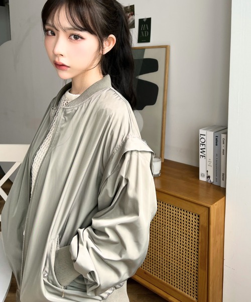 moment+(モーメントプラス)の「中綿入りオーバーサイズMA-1(MA-1・レディース・アイボリー/ブラック/カーキ・M/L)」の20枚目の写真