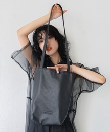 配色ヴィーガンレザートートバッグ/ショルダーバッグ