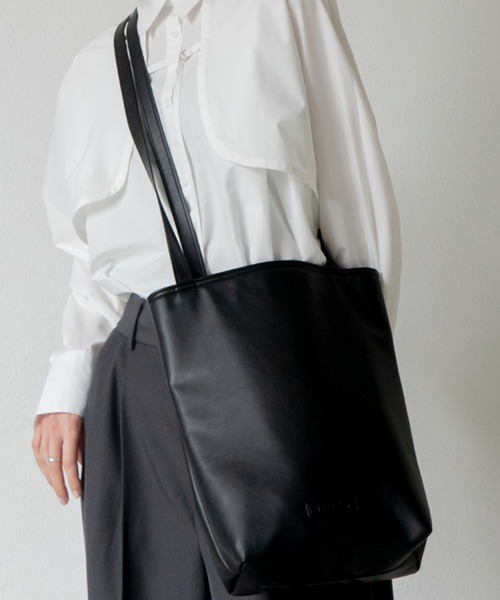 配色ヴィーガンレザートートバッグ/ショルダーバッグ（トートバッグ