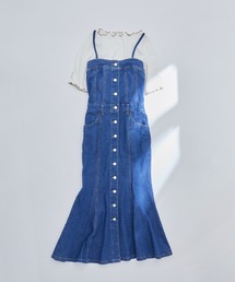 vis-`a-vis | 【WEB限定】マーメイドジャンパースカート×袖パールトップスのレディーコーデセット(ジャンパースカート)