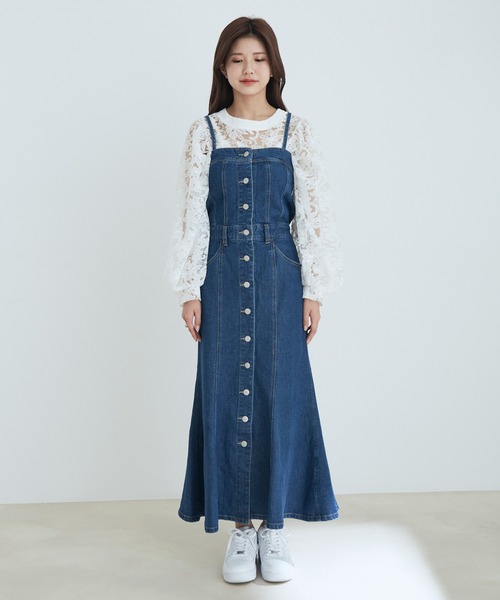 vis-`a-vis（ビサビ）の「【WEB限定】マーメイドジャンパースカート×袖パールトップスのレディーコーデセット（ジャンパースカート・レディース・その他/その他2/その他3・M）」の4枚目の写真