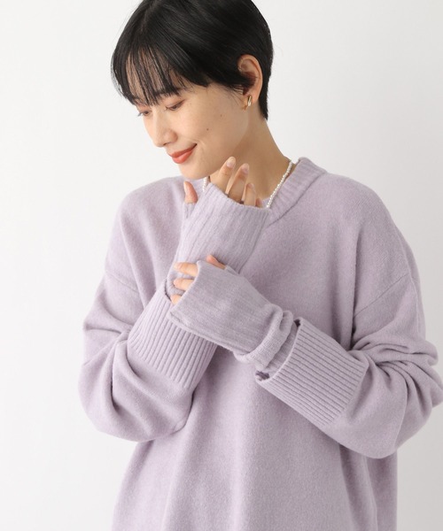 LEPSIM（レプシィム）の「7ゲージアームウォーマー付きニット　182208（ニット/セーター・レディース・ブラウン/ライトパープル・FREE）」の2枚目の写真