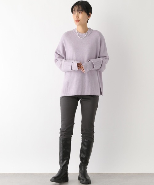 LEPSIM（レプシィム）の「7ゲージアームウォーマー付きニット　182208（ニット/セーター・レディース・ブラウン/ライトパープル・FREE）」の5枚目の写真