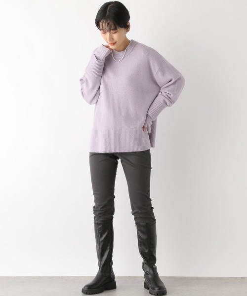 LEPSIM（レプシィム）の「7ゲージアームウォーマー付きニット　182208（ニット/セーター・レディース・ブラウン/ライトパープル・FREE）」の6枚目の写真