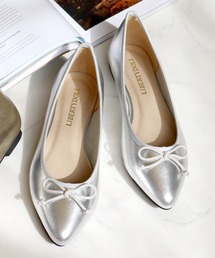 ✨美品✨ペリーコ フラットシューズ シルバー オープントゥ Ivory チュールオーバーレイ付き Metallic Silver グリッター