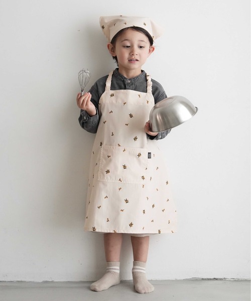 PUPPAPUPO(プッパプーポ)の「エプロン 子供用 3点セット(エプロン・キッズ・アイボリー/グレイッシュベージュ/ブルー/ピンク/ベージュ/ホワイト系その他/アクア/イエロー/ホワイト×ブルー/ライトベージュ・M/S)」の20枚目の写真