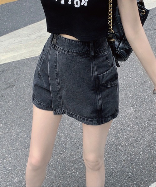 meJane（ミージェーン）の「ハイウエストデニムラップスカパン（デニムスカート・レディース・ブルー/スミクロ・S/M/L）」の11枚目の写真