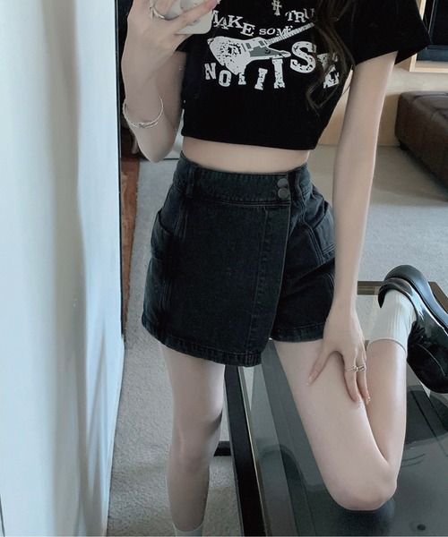 meJane（ミージェーン）の「ハイウエストデニムラップスカパン（デニムスカート・レディース・ブルー/スミクロ・S/M/L）」の14枚目の写真