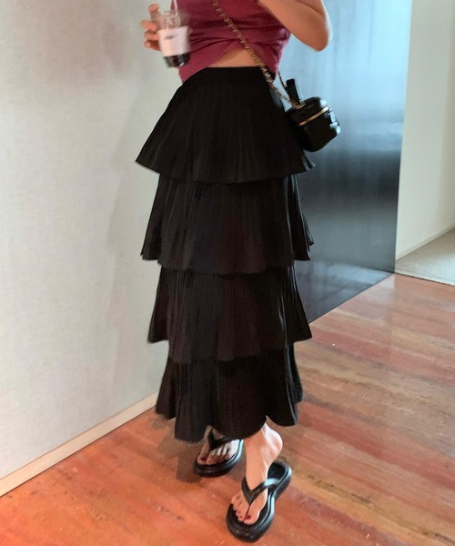 Fresda フリル付きロングスカート Fresda フリル付きロングスカート