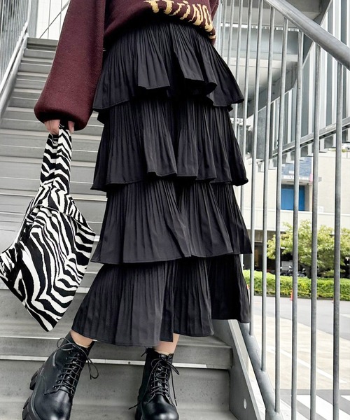 セール】プリーツティアードフリルロングスカート（スカート）｜SpRay