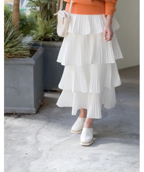 SpRay（スプレイ）の「プリーツティアードフリルロングスカート