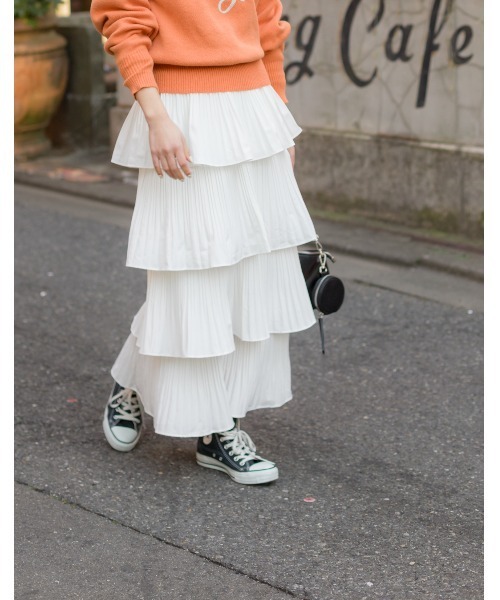 SpRay（スプレイ）の「プリーツティアードフリルロングスカート