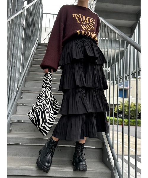 SpRay（スプレイ）の「プリーツティアードフリルロングスカート