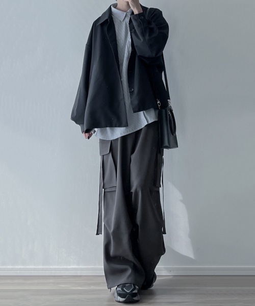 LILL（リル）の「ドレープ/ヴィンテージライクデニム/ワイドスラックスカーゴパンツ（カーゴパンツ・メンズ・チャコール/グレー/ブラック/ローズ/バーガンディー/チャコールグレー/ブラック系/ブルー系1/ブラック系1/ブラック系2/ブラウン系1・XL/S/M/L/XS）」の17枚目の写真