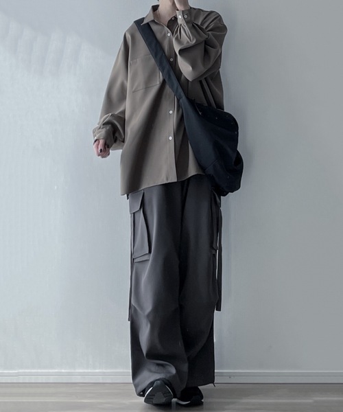 LILL（リル）の「ドレープ/ヴィンテージライクデニム/ワイドスラックスカーゴパンツ（カーゴパンツ・メンズ・チャコール/グレー/ブラック/ローズ/バーガンディー/チャコールグレー/ブラック系/ブルー系1/ブラック系1/ブラック系2/ブラウン系1・XL/S/M/L/XS）」の19枚目の写真